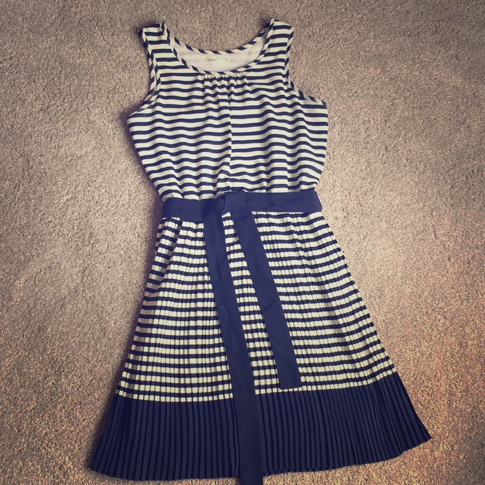 Cream and Navy stripe summer dress